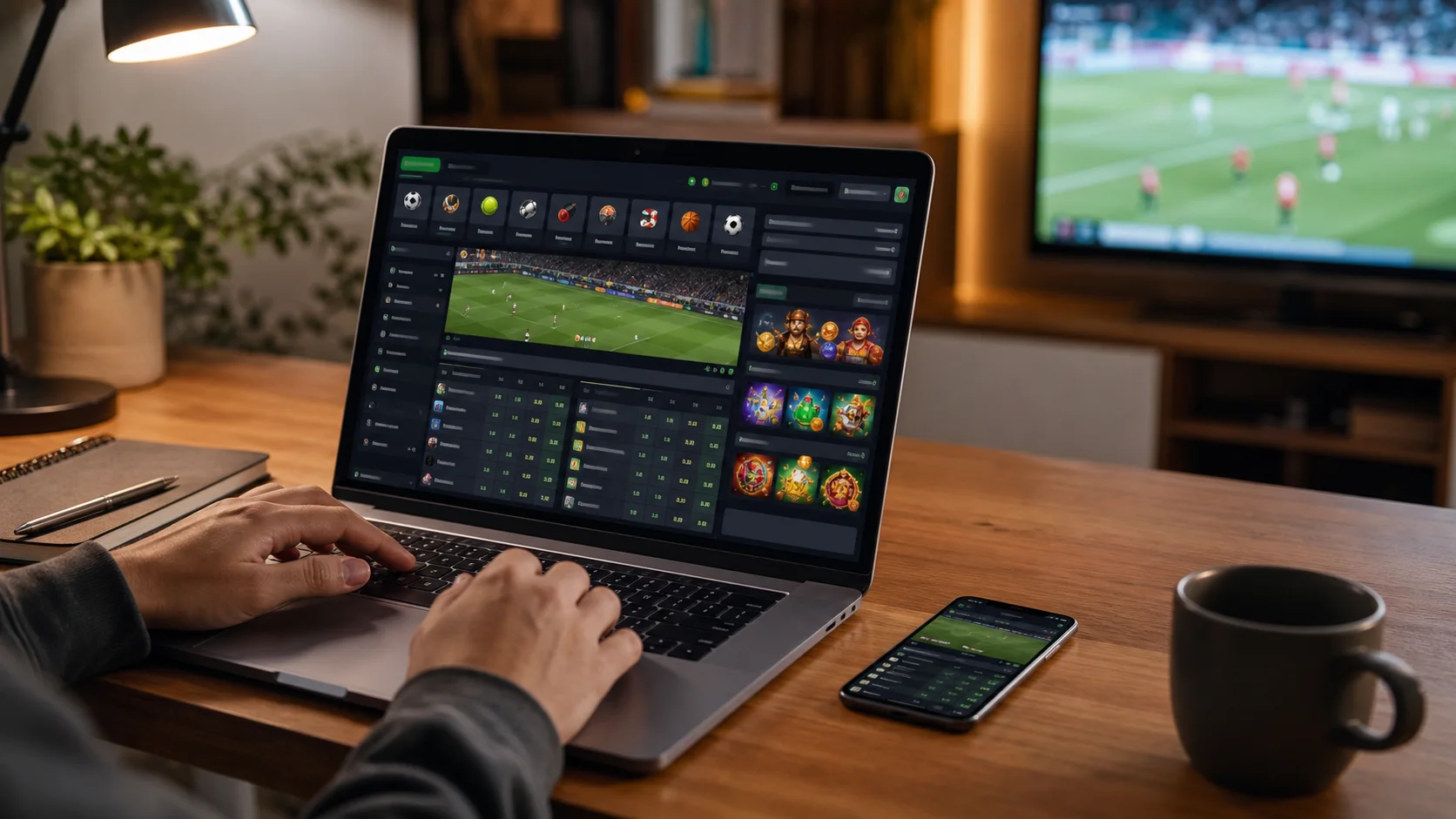Plataforma superbetbr em notebook e celular com apostas esportivas e cassino online